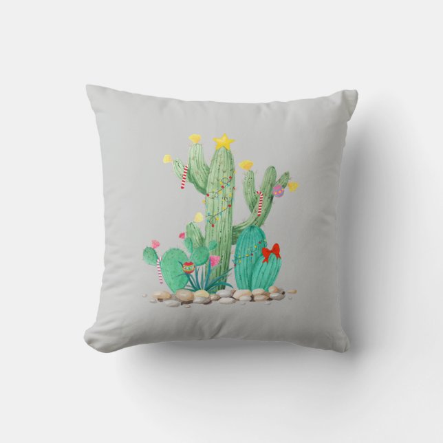 Cactus Desert Holiday Weihnachten Südwestdekoratio Kissen (Vorderseite)