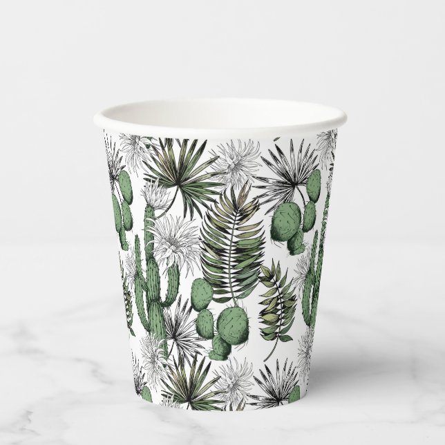 Cactus Desert Pattern Pappbecher (Vorderseite)