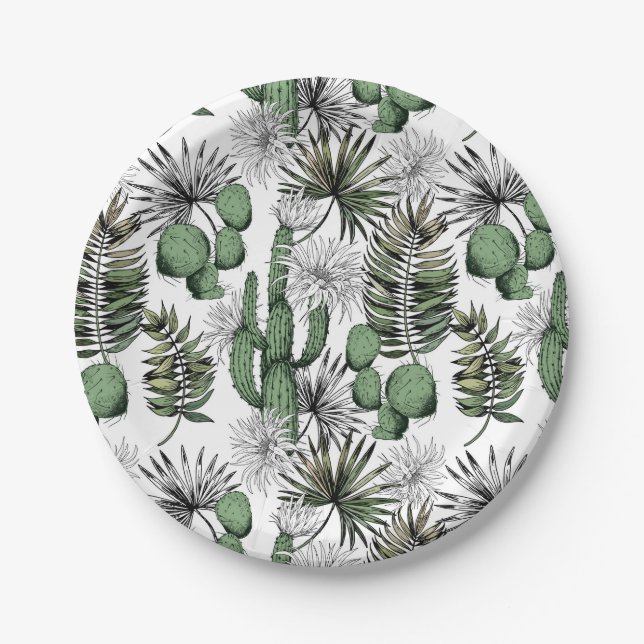 Cactus Desert Pattern Pappteller (Vorderseite)