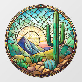 Cactus Desert Sunrise Stainglas Fensteraufkleber