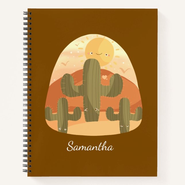 Cactus Desert With Sun Notizbuch (Vorderseite)