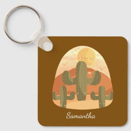Cactus Desert With Sun Schlüsselanhänger
