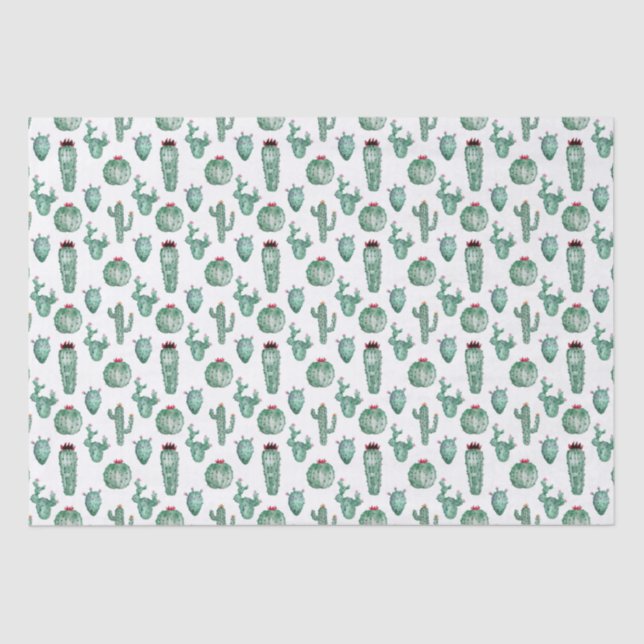 Cactus Design Tissue, Aquarellfarbdesign Seidenpapier (Vorderseite)