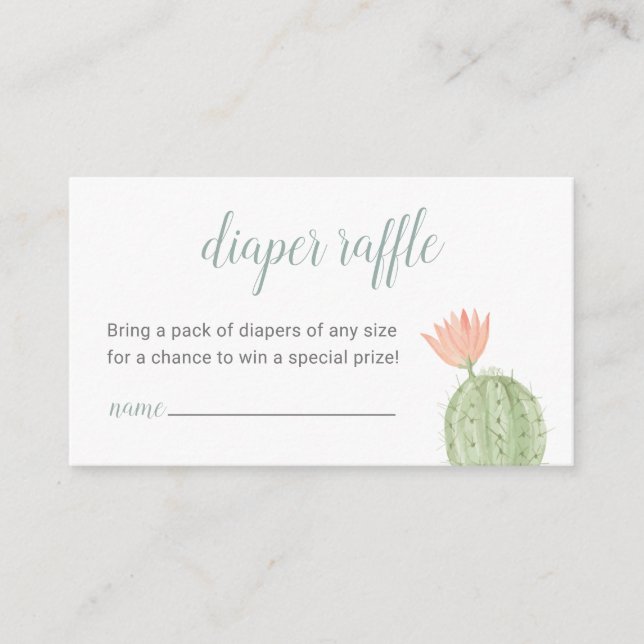 Cactus Diaper Raffle Card, Desert Baby Shower Begleitkarte (Vorderseite)