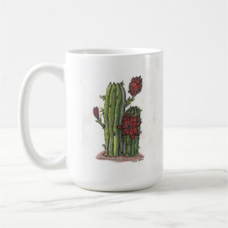 Cactus en fleur avec fleurs rouges 1 Mug café