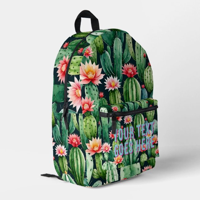 Cactus et sac à dos Succulent Texte personnalisé M (Coin arrière gauche)