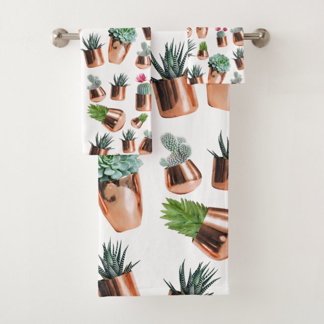 Cactus et succulents dans des pots d'or Roses (En situation)