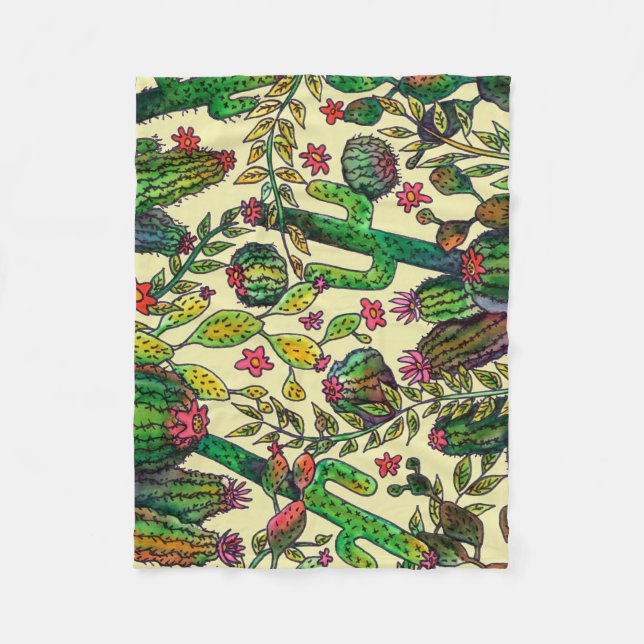 Cactus Family Pattern Fleecedecke (Vorderseite)