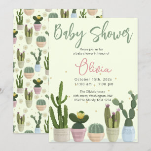 Cactus Fiesta Baby Shower Einladung
