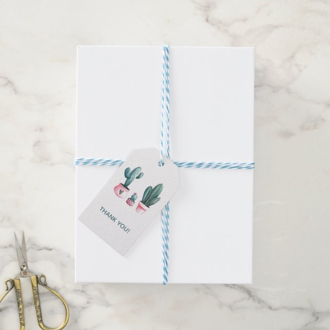 Cactus Fiesta Baby Shower Favor Tag Geschenkanhänger (Mit Garn)