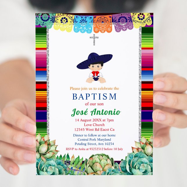 Cactus Fiesta Baptisse for Boy Einladung (Von Creator hochgeladen)