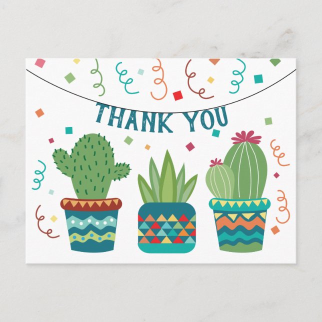 Cactus Fiesta Birthday Danke Ihnen Cinco De Mayo Postkarte (Vorderseite)