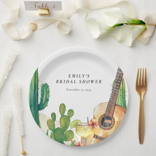 Cactus Fiesta Floral Brautparty Pappteller (Hochzeit)