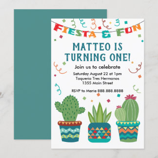 Cactus Fiesta Geburtstagsparty im ersten Jahr Einladung