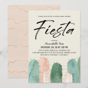 Cactus Fiesta Pink Virtual Baby Shower Einladung