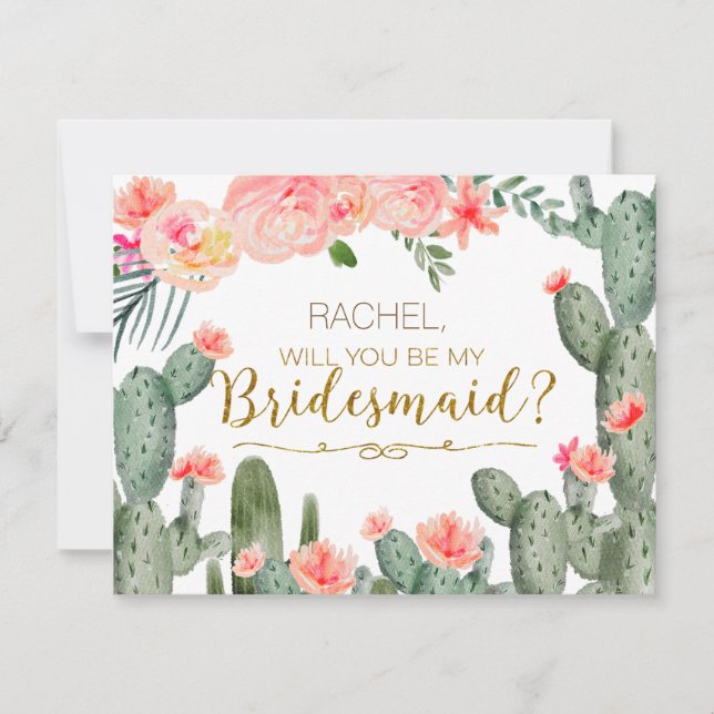 Cactus Fiesta wird meine Bridesmaid-Karte sein Einladung (Vorderseite)
