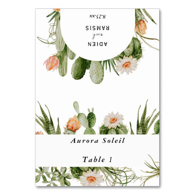 Cactus Floral Desert Mariage Carte Place pliable (Par défaut)