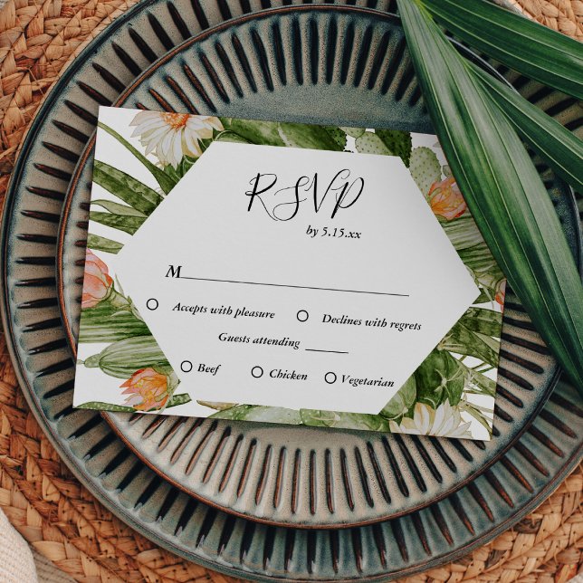 Cactus Floral Desert Monogram Wedding RSVP Card Karte (Von Creator hochgeladen)