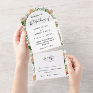 Cactus Floral Desert Wedding All In One Einladung