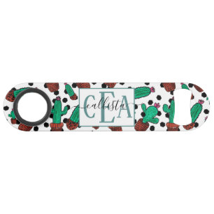 Cactus Floral Hexagon Motif Aquarelle Monogramme