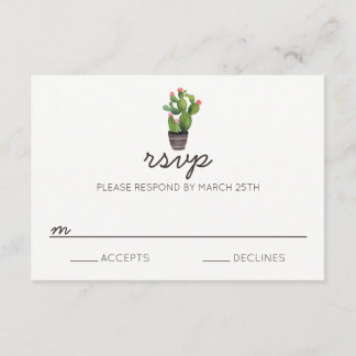 Cactus floral rose - Carte RSVP
