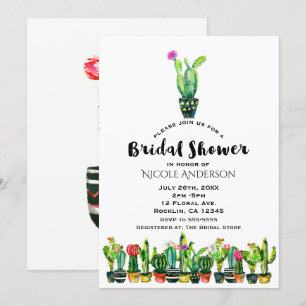 Cactus Floral Rustic Southwestern Brautparty Einladung