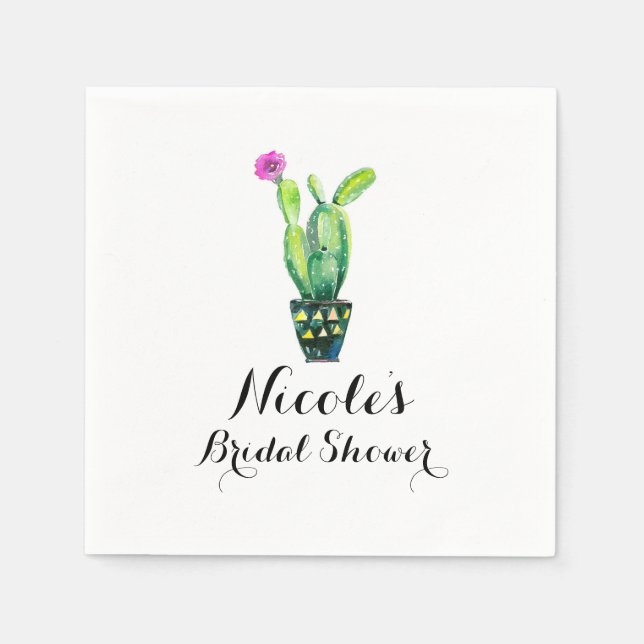 Cactus floral Rustic Southwestern Brautparty Serviette (Vorderseite)