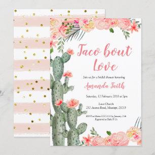 Cactus Floral Taco über Liebe Brautparty Einladung