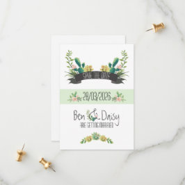 Cactus Floral Watercolor Succulent Boho Desert Lux Save The Date
