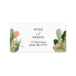 Cactus Floral Wüste Wedding Rücksendeadressen-Aufk Adressaufkleber