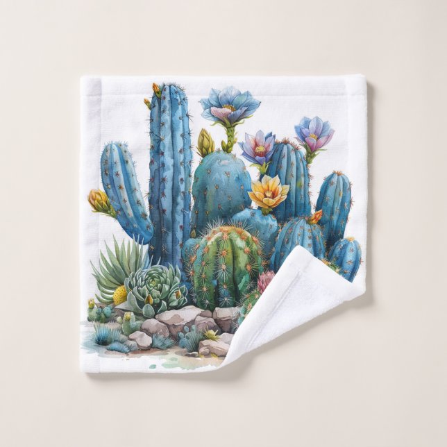 Cactus florissants et succulents (Gant de toilette)