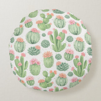 Cactus Flower Garden  Rundes Kissen