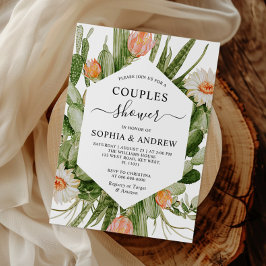 Cactus Flowers Frame Couples Shower Invitation Einladung