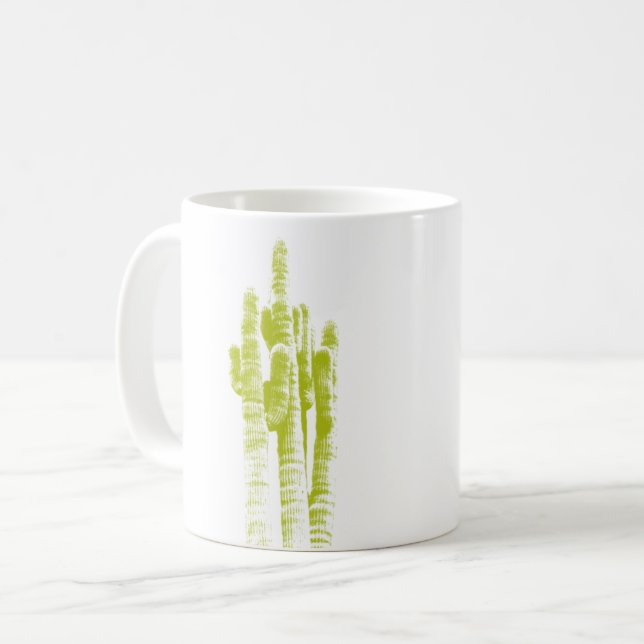 Cactus Foto Art Lime Green Modern Desert Fun Kaffeetasse (Vorderseite Links)