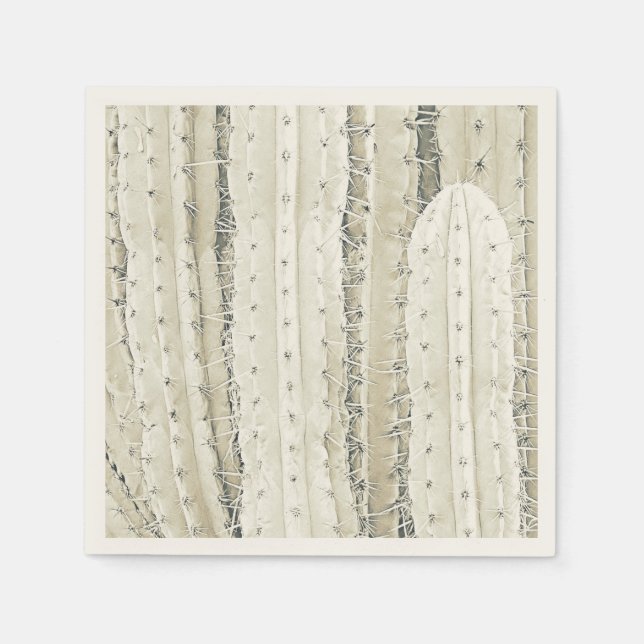 Cactus Foto Art Napkins von Weiß Chic Moderne Serviette (Vorderseite)