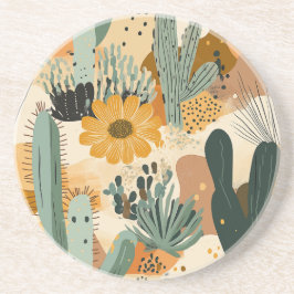 Cactus Garden Bohemisch Round Sandstone Untersetze Getränkeuntersetzer