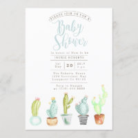 Cactus Garden | Wasserfarben Kinderdusche Einladun