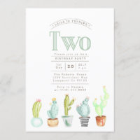 Cactus Garden | Watercolor Erster Geburtstag Einla