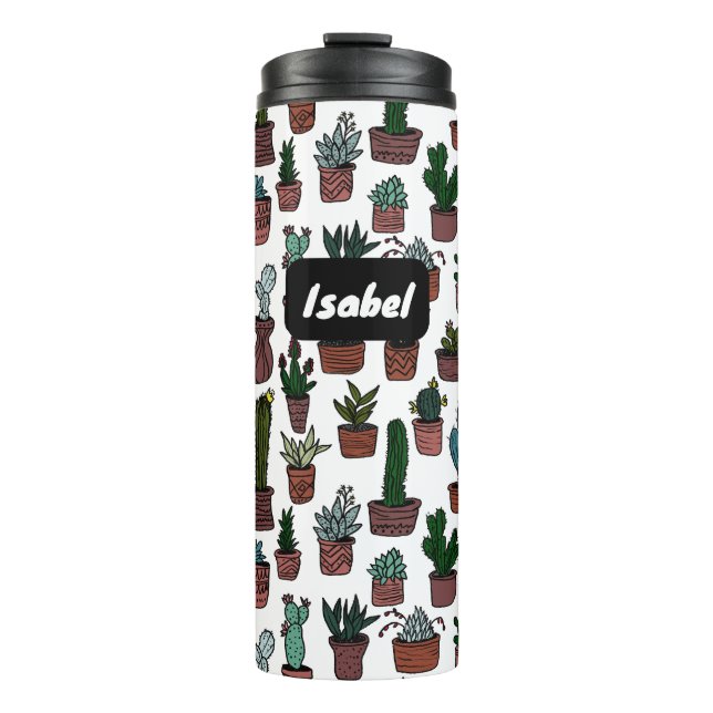 Cactus gepotted Pflanze Niedliches Muster CUSTOM G Thermosbecher (Vorderseite)