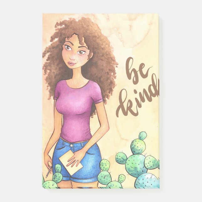 Cactus Girl Be Kind Post-it Klebezettel (Vorderseite)