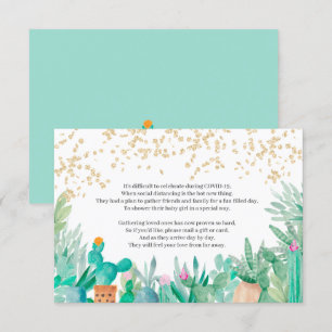 Cactus gold Glitzer Wasserfarben Babydusche Einladung