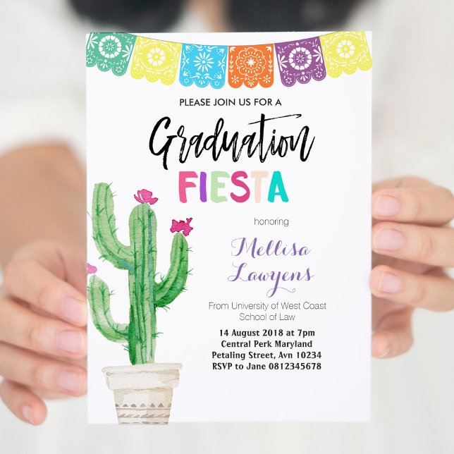 Cactus Graduation Party Fiesta Invitation (Créateur téléchargé)