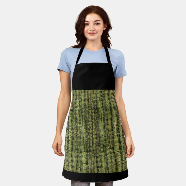 Cactus Green Kitchen Apron with Black Upper  Schürze (Getragen)