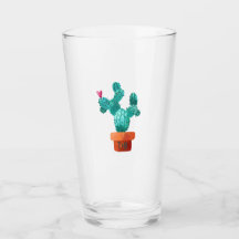 Cactus Heart Couple Initials Wedding Green Pink
