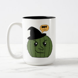 Cactus Hexe "Not a Hugger" Halloween Zweifarbige Tasse