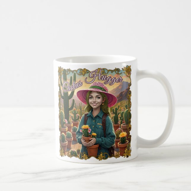 Cactus Hugger Coffee Tasse - Whimsical Desert Gard (Rechts)