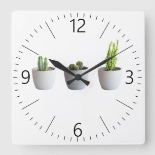 Cactus in pots quadratische wanduhr