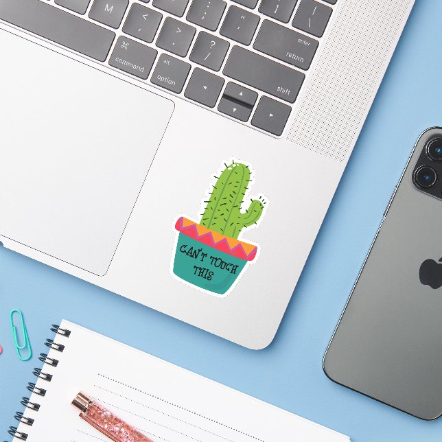 Cactus kann diesen Vinyl-Aufkleber nicht nach Maß  Aufkleber (Laptop mit iPhone)