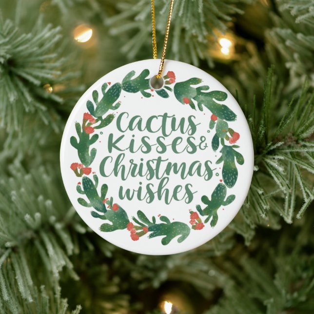 Cactus Kisses & Christmas Wishes – A Double-Sided  Keramik Ornament (Baum)