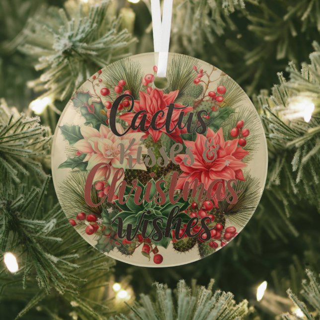 🌵 Cactus Kisses & Christmas Wishes – Glass Circle Ornament Aus Glas (InSitu)